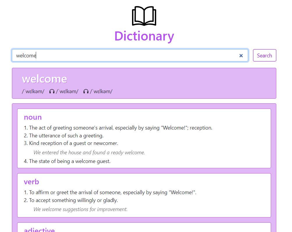 Dictionary application preview